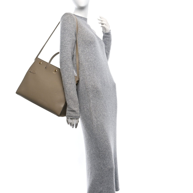 Grainy Calfskin Medium Title Bag Honey