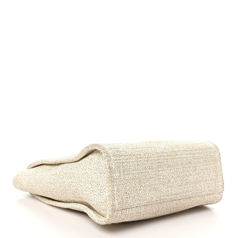 Lurex Boucle Mini Deauville Tote White