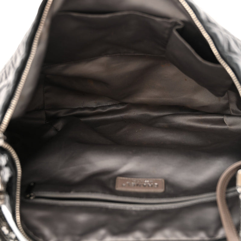 Lambskin Large Chain Mail Hobo Black