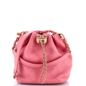 Cc Drawstring Bucket Bag Quilted