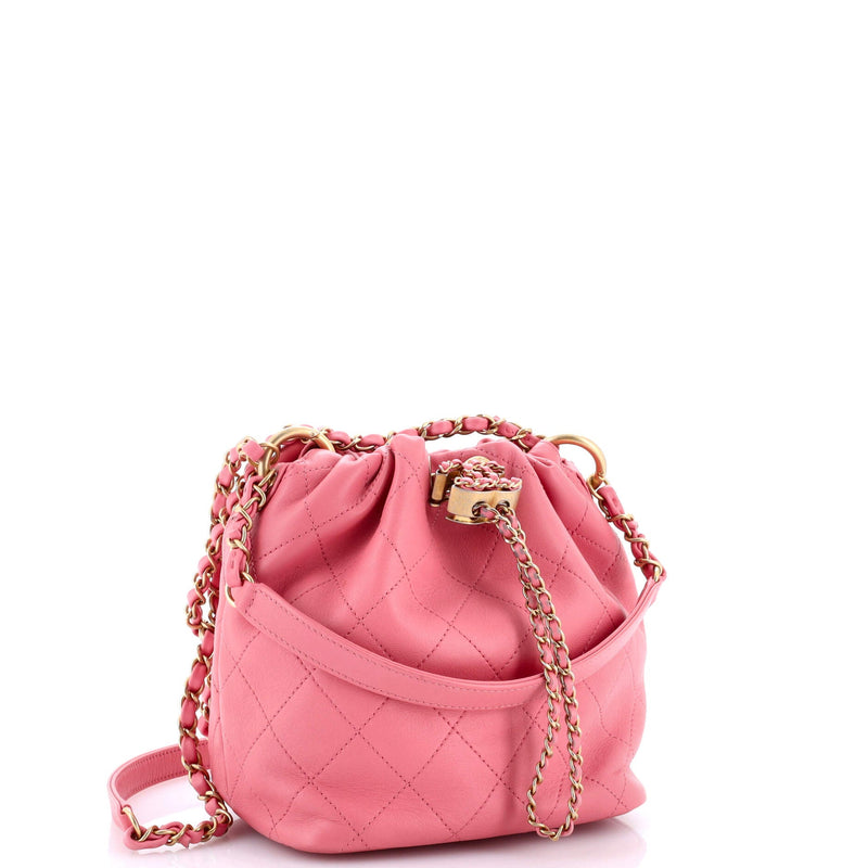 Cc Drawstring Bucket Bag Quilted