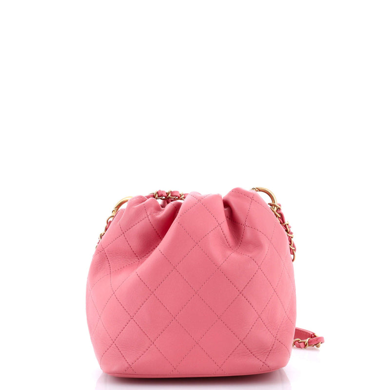 Cc Drawstring Bucket Bag Quilted
