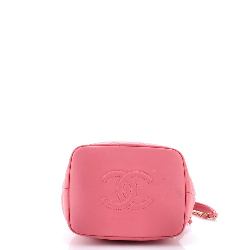 Cc Drawstring Bucket Bag Quilted