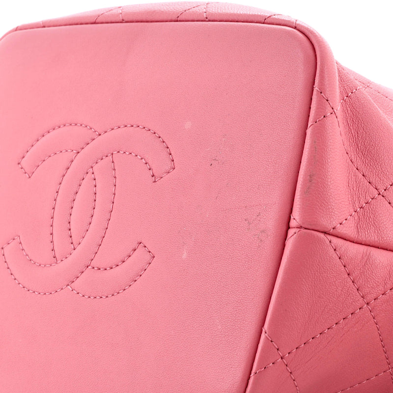 Cc Drawstring Bucket Bag Quilted