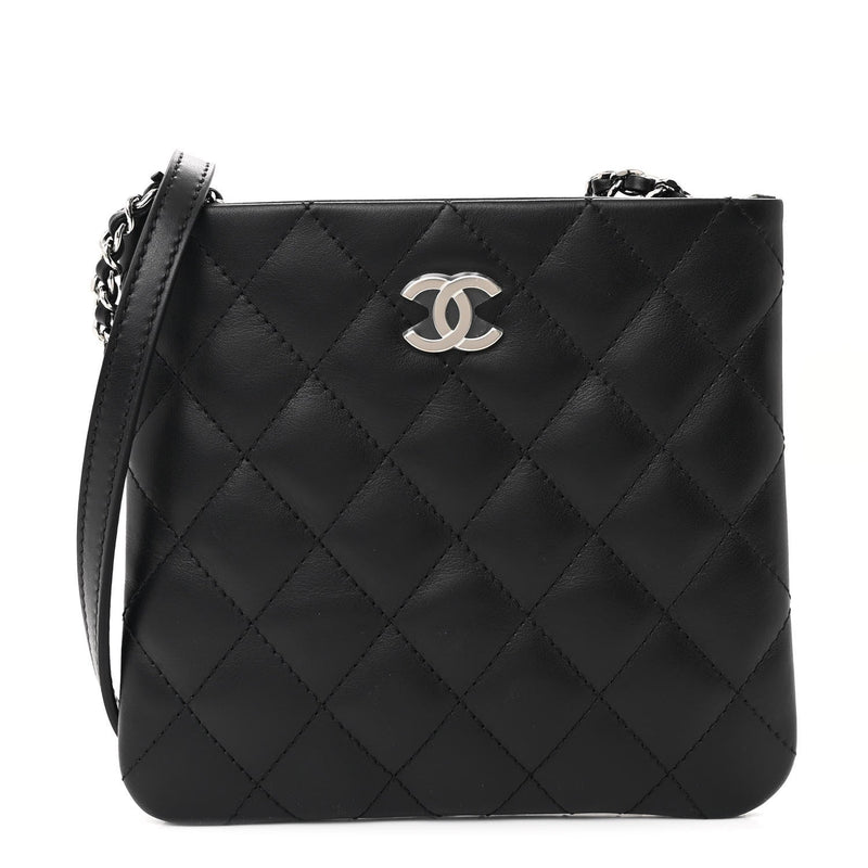 Lambskin Quilted Crossbody Bag Black