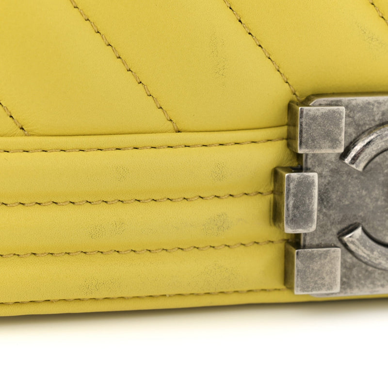 Calfskin Chevron Quilted Medium Boy Flap