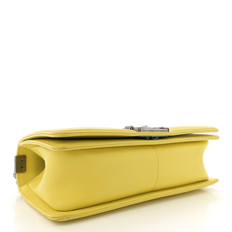 Calfskin Chevron Quilted Medium Boy Flap