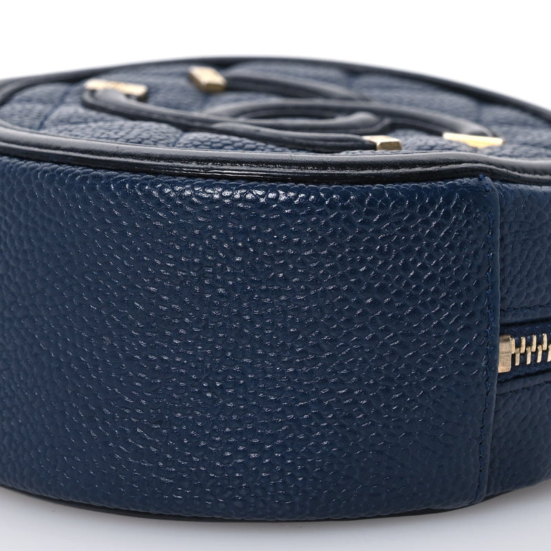 Caviar Quilted Round Filigree Crossbody