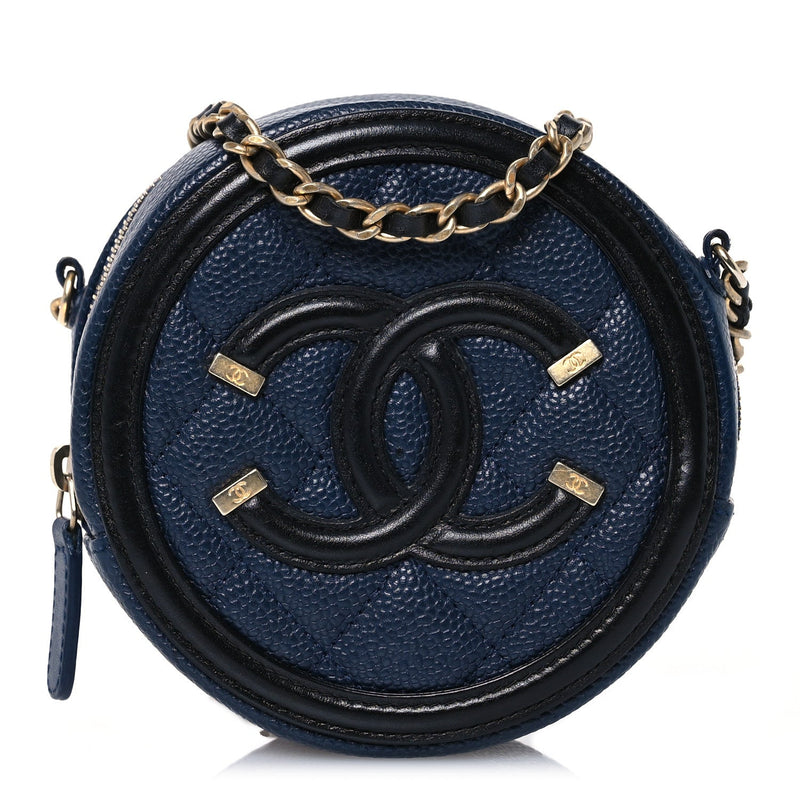 Caviar Quilted Round Filigree Crossbody