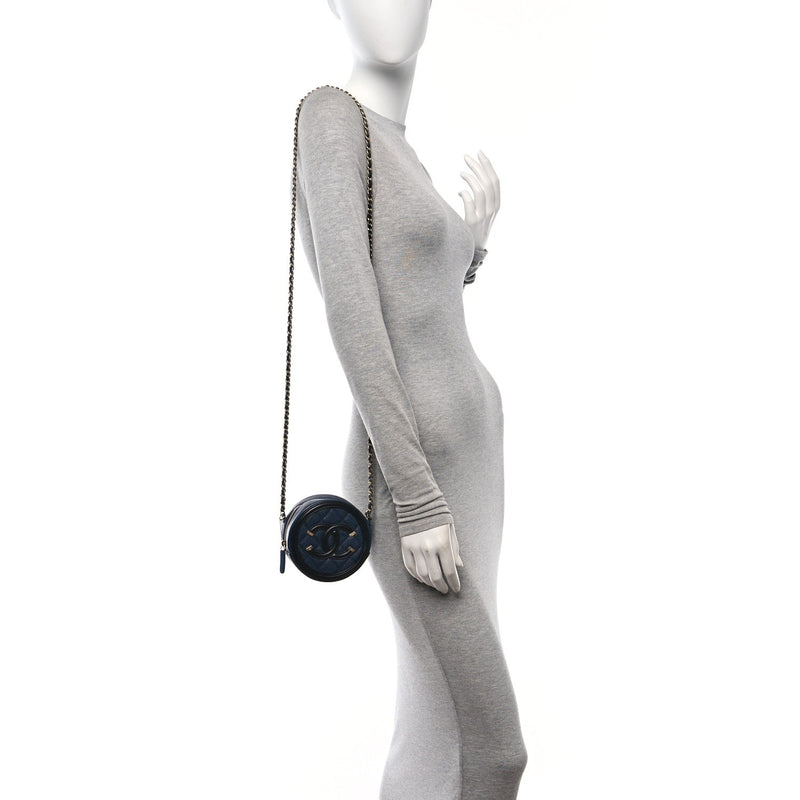 Caviar Quilted Round Filigree Crossbody