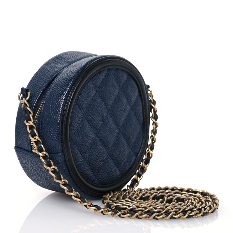 Caviar Quilted Round Filigree Crossbody