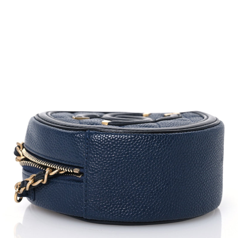 Caviar Quilted Round Filigree Crossbody
