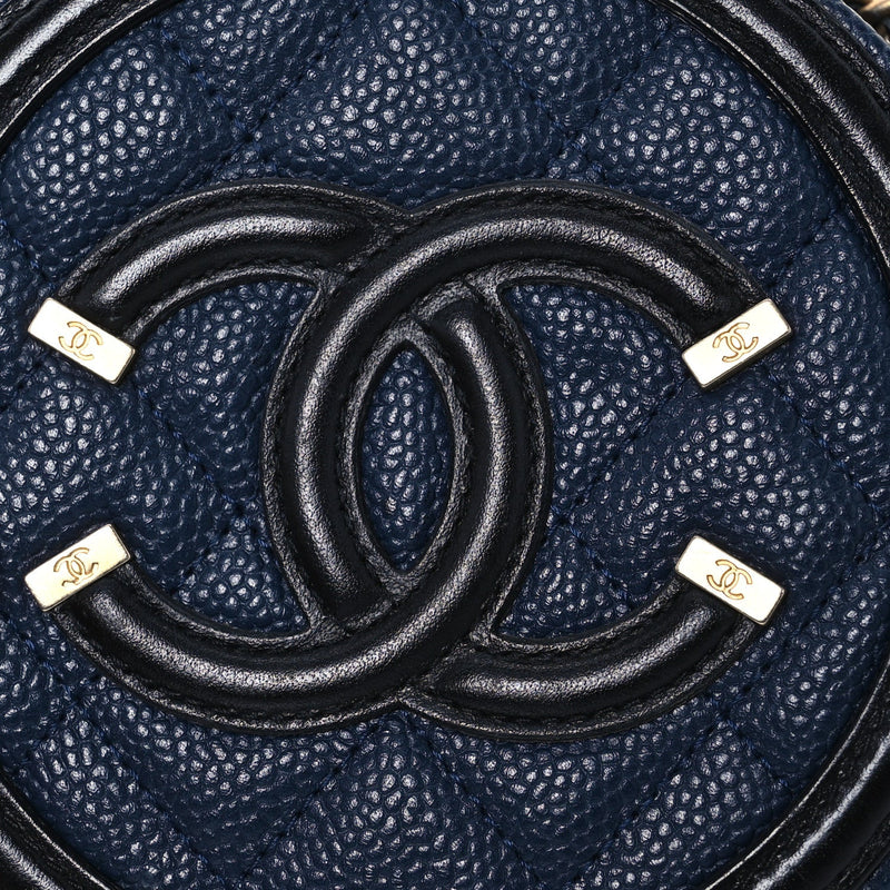 Caviar Quilted Round Filigree Crossbody
