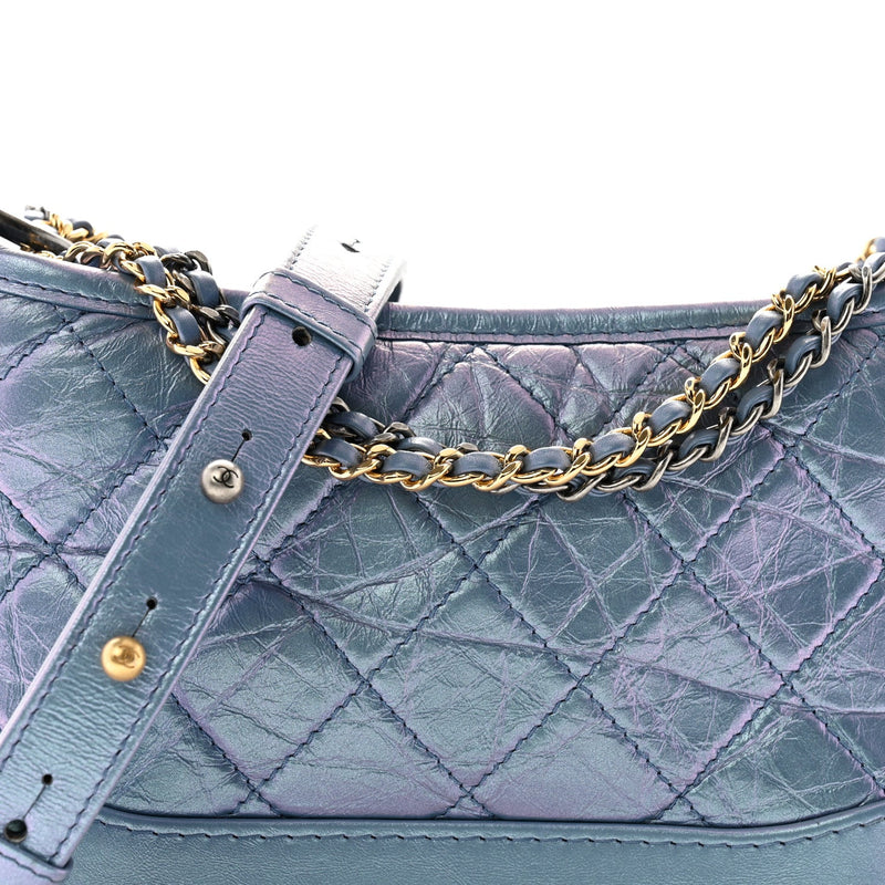 Iridescent Aged Calfskin Quilted Small