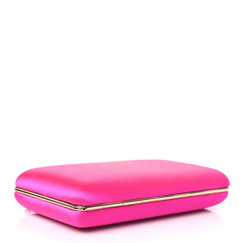 Satin Crystal Clemmie Clutch Fuchsia