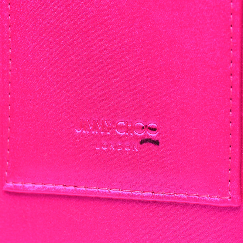 Satin Crystal Clemmie Clutch Fuchsia