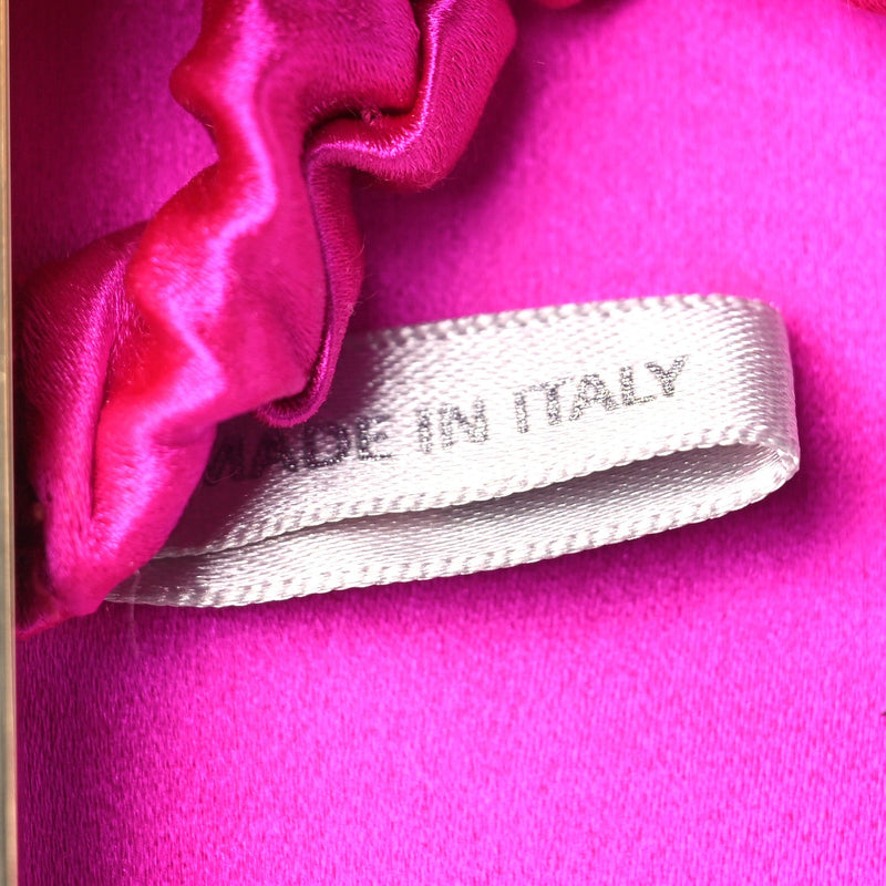 Satin Crystal Clemmie Clutch Fuchsia