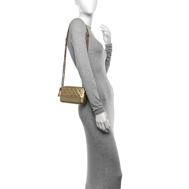 Metallic Aged Calfskin Quilted Small