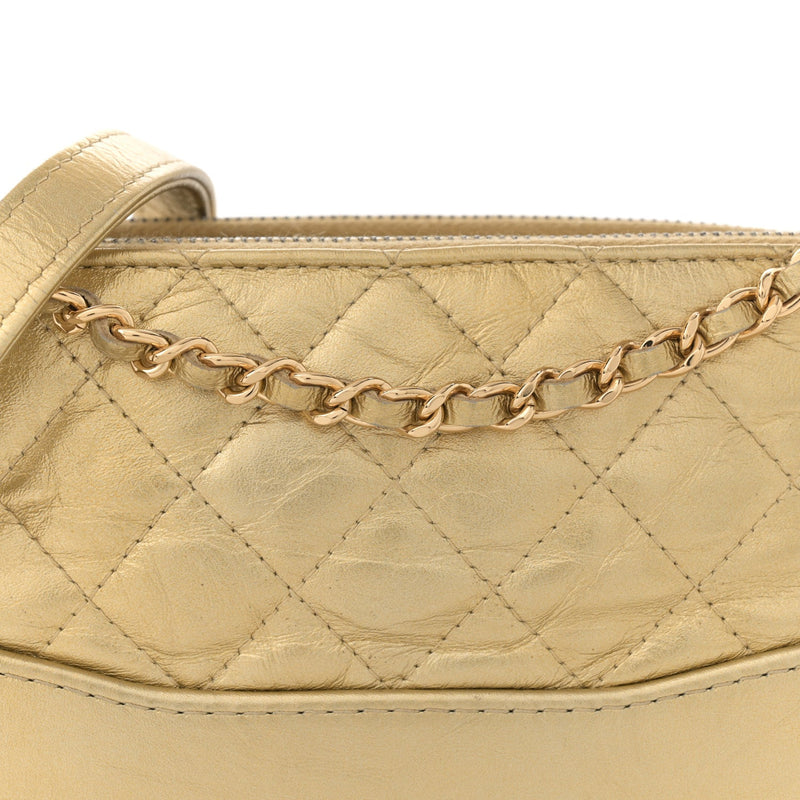 Metallic Aged Calfskin Quilted Small