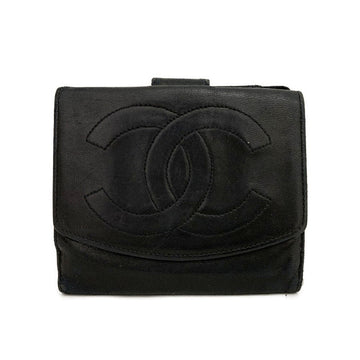 Ega Chanel Cc Logo Leather Bifold Wallet