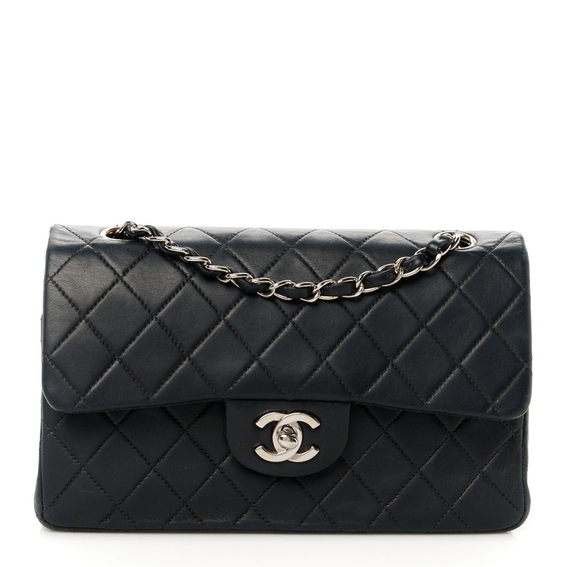 Lambskin Quilted Small Double Flap Black