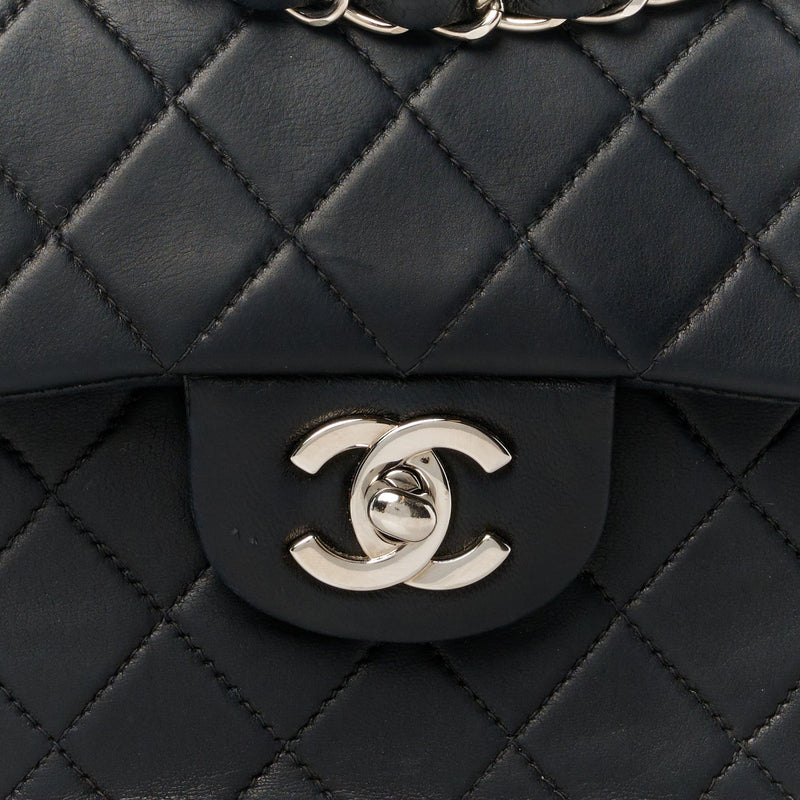 Lambskin Quilted Small Double Flap Black