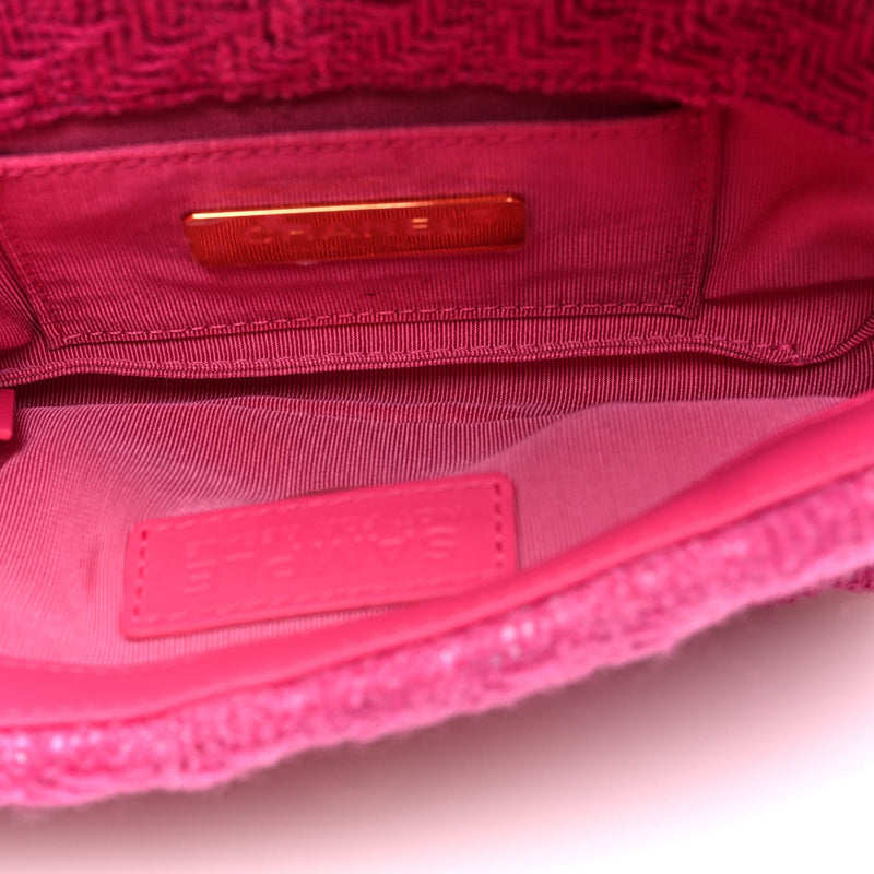 Tweed Quilted Chanel 19 Waist Bag Pink