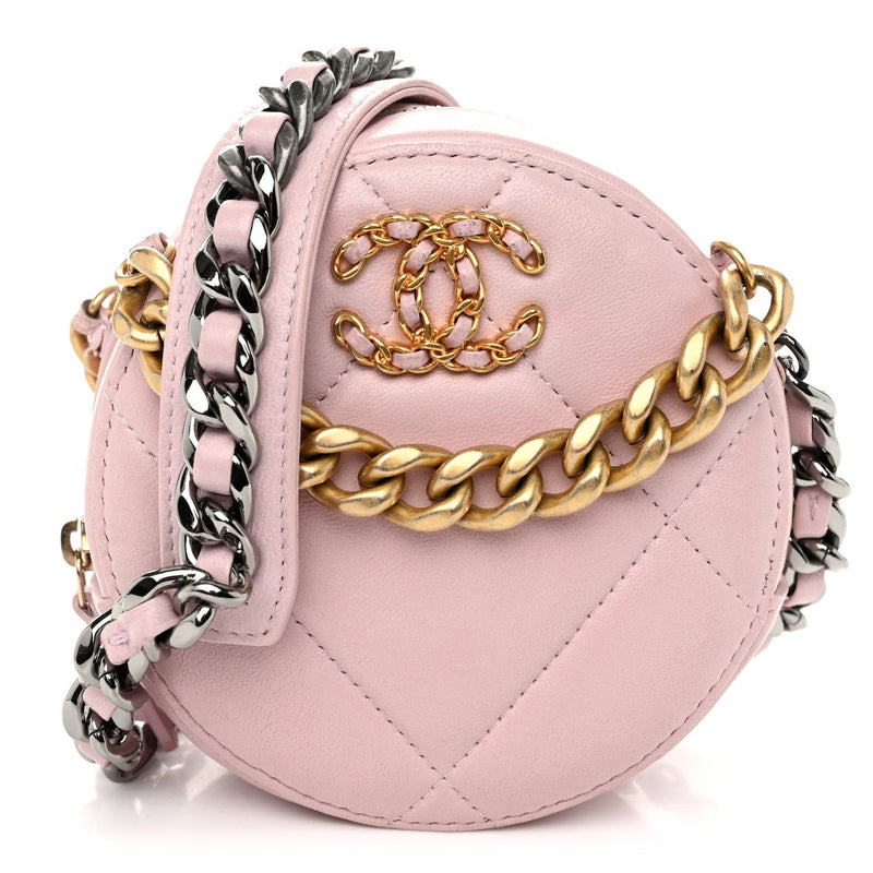 Lambskin Quilted Chanel 19 Round Clutch