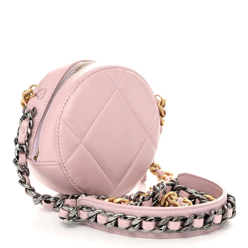 Lambskin Quilted Chanel 19 Round Clutch