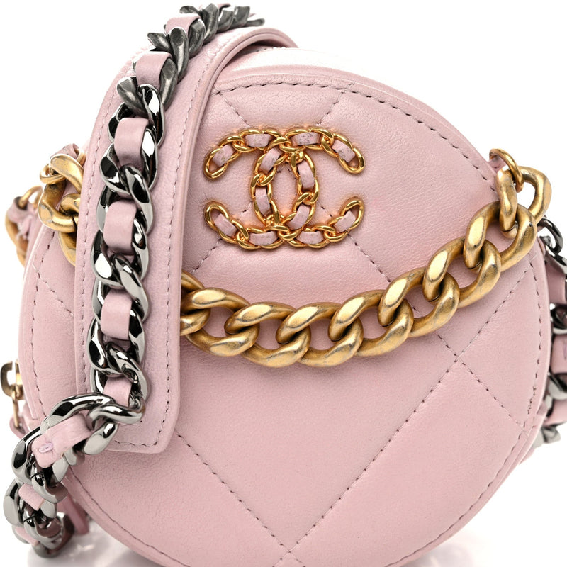 Lambskin Quilted Chanel 19 Round Clutch