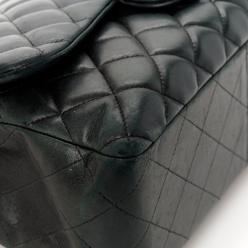 Lambskin Quilted Jumbo Double Flap Black