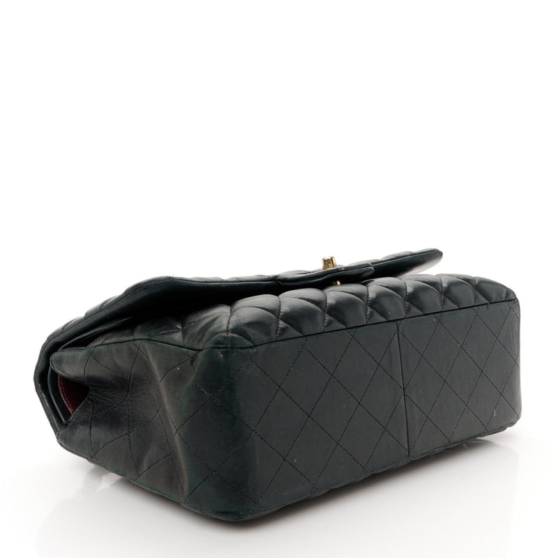 Lambskin Quilted Jumbo Double Flap Black