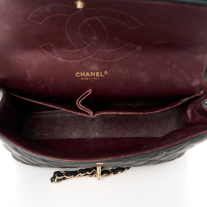 Lambskin Quilted Jumbo Double Flap Black