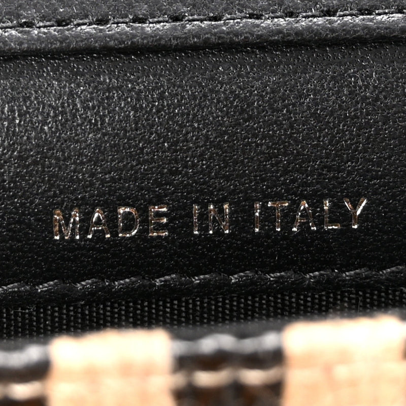 Raffia Jute Striped Belt Bag Black Beige