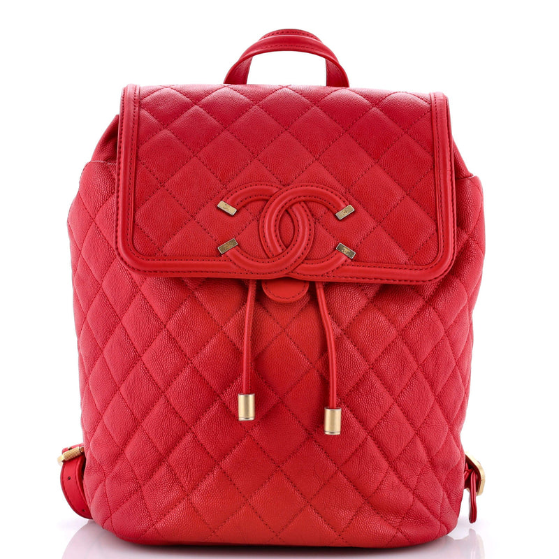 Filigree Backpack Quilted Caviar Large