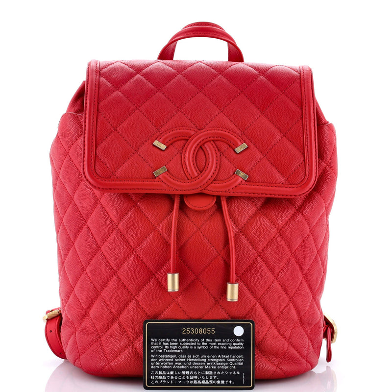 Filigree Backpack Quilted Caviar Large