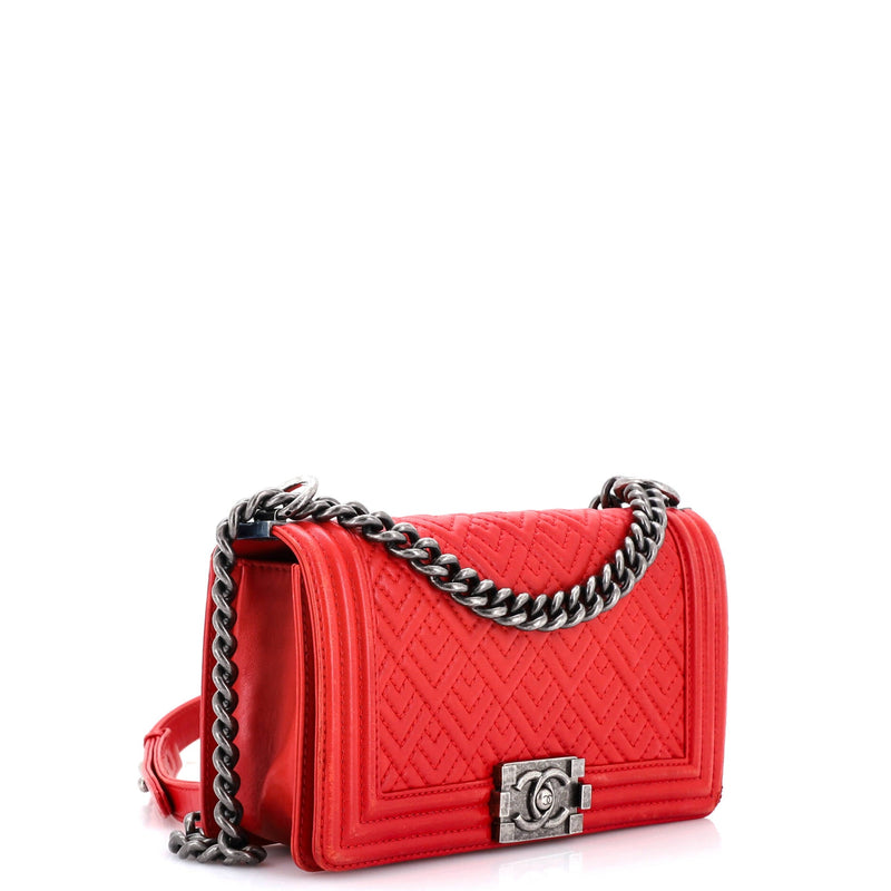 Boy Flap Bag Quilted Perforated Lambskin