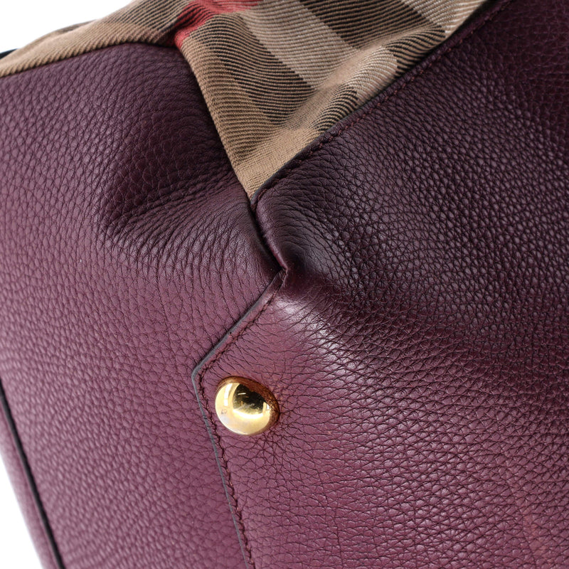 Banner Tote Leather And House Check