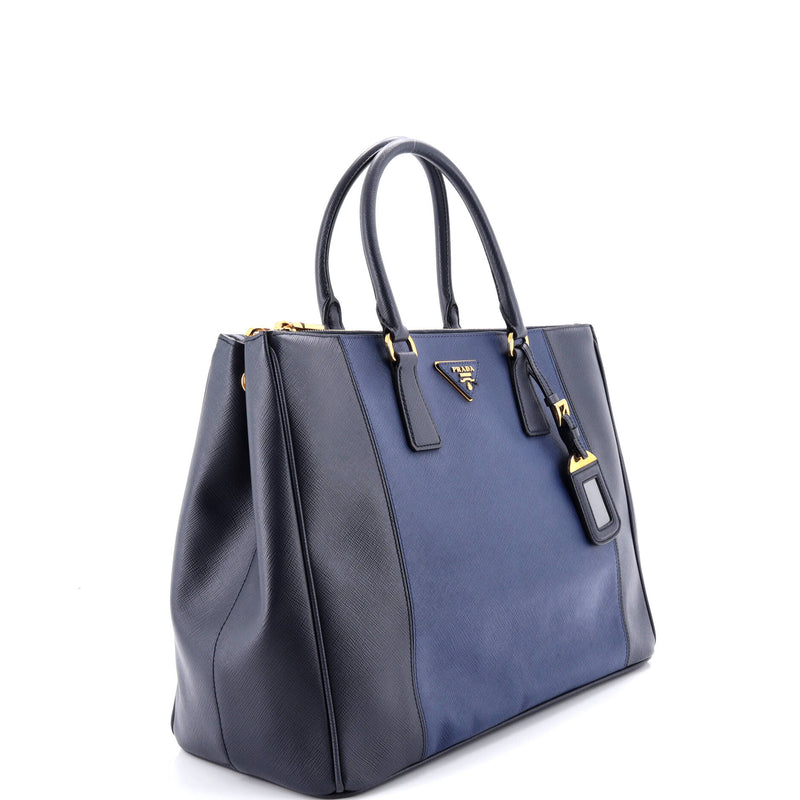 Bicolor Double Zip Lux Tote Saffiano