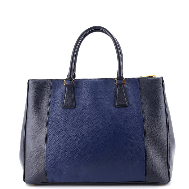Bicolor Double Zip Lux Tote Saffiano