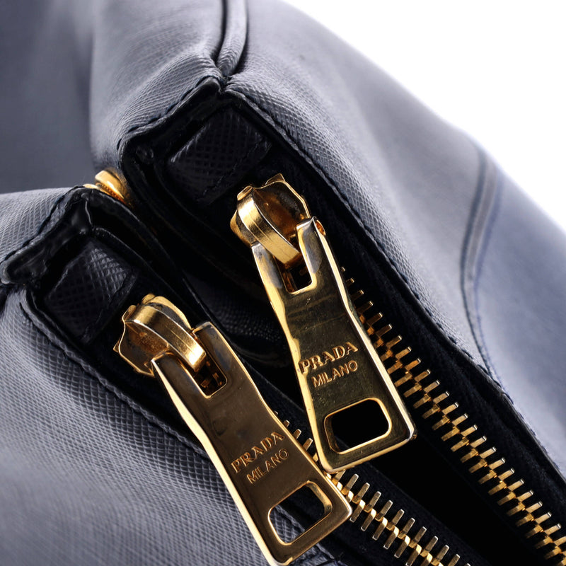 Bicolor Double Zip Lux Tote Saffiano