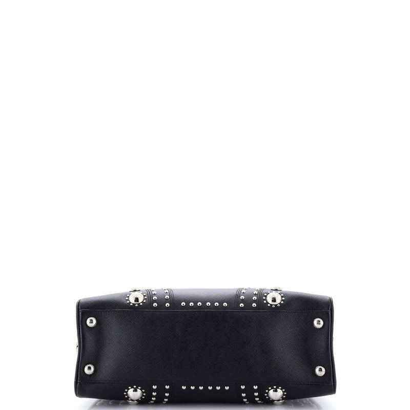 Pyramid Top Handle Bag Studded Saffiano