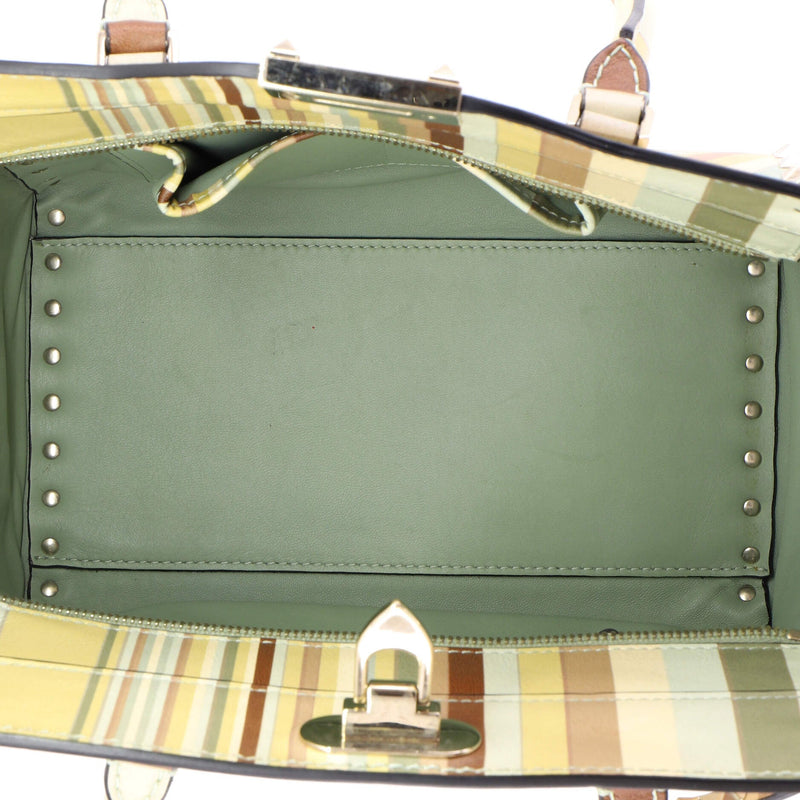 Rockstud Tote Striped Leather Small