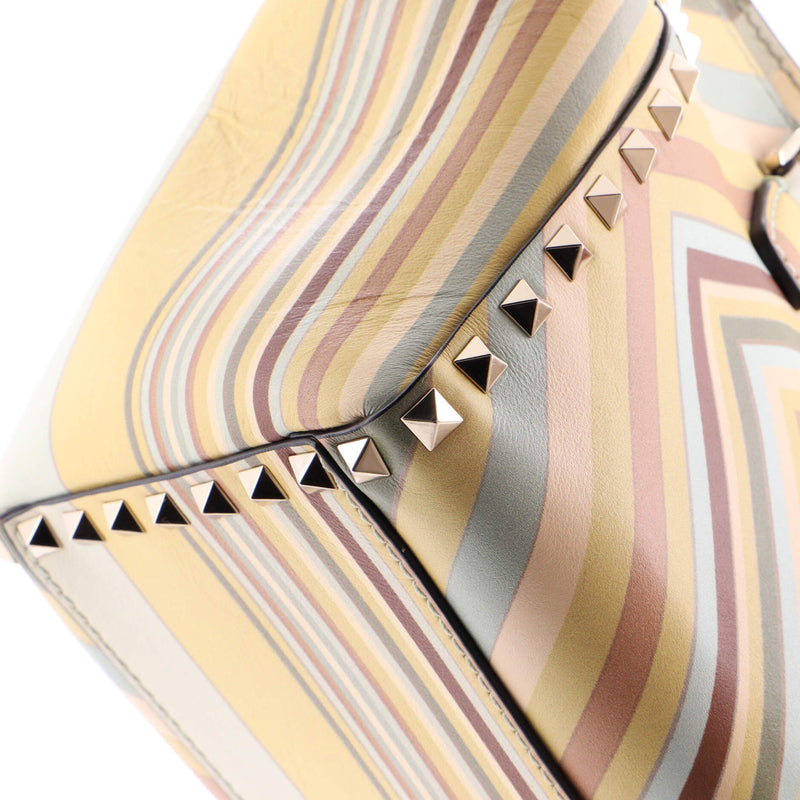 Rockstud Tote Striped Leather Small