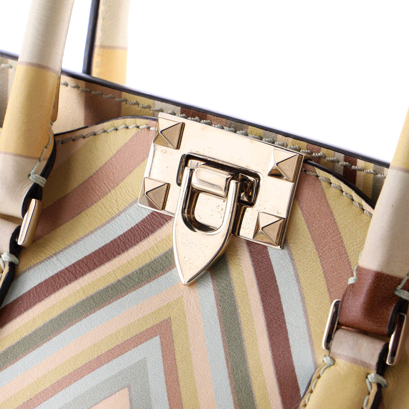 Rockstud Tote Striped Leather Small