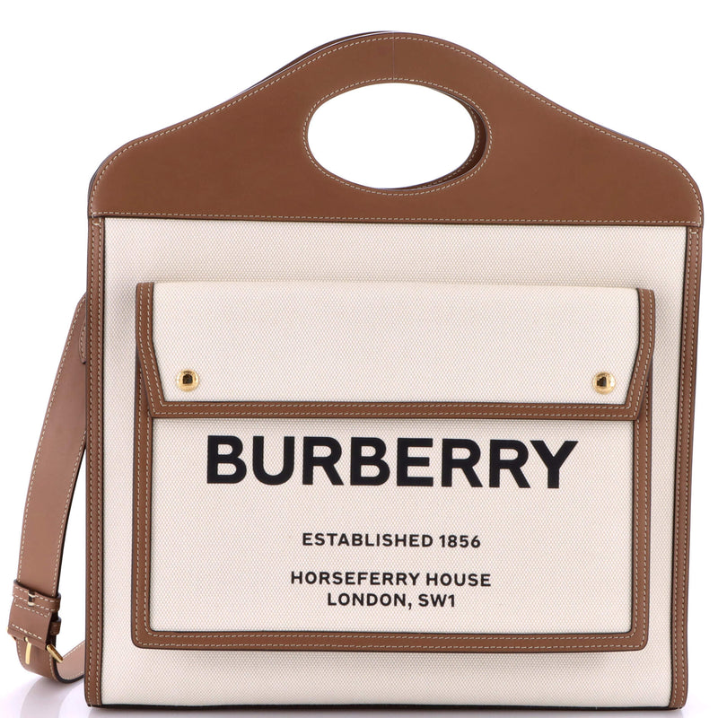 Logo Pocket Tote Canvas With Leather