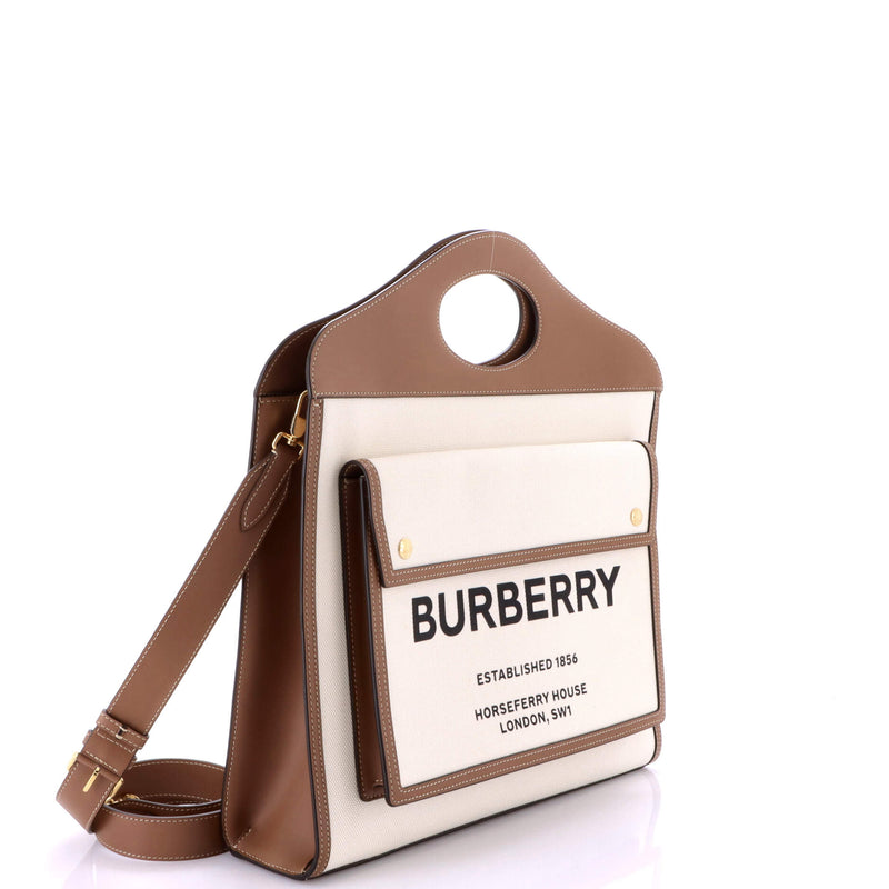 Logo Pocket Tote Canvas With Leather