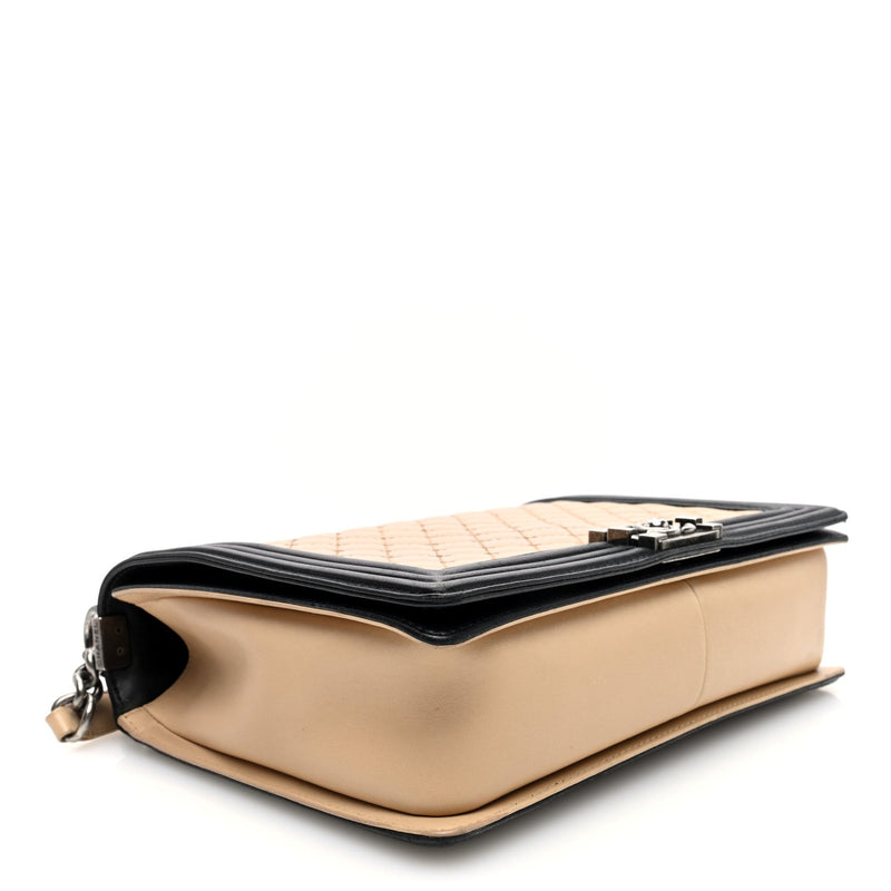 Lambskin Quilted Large Boy Flap Beige