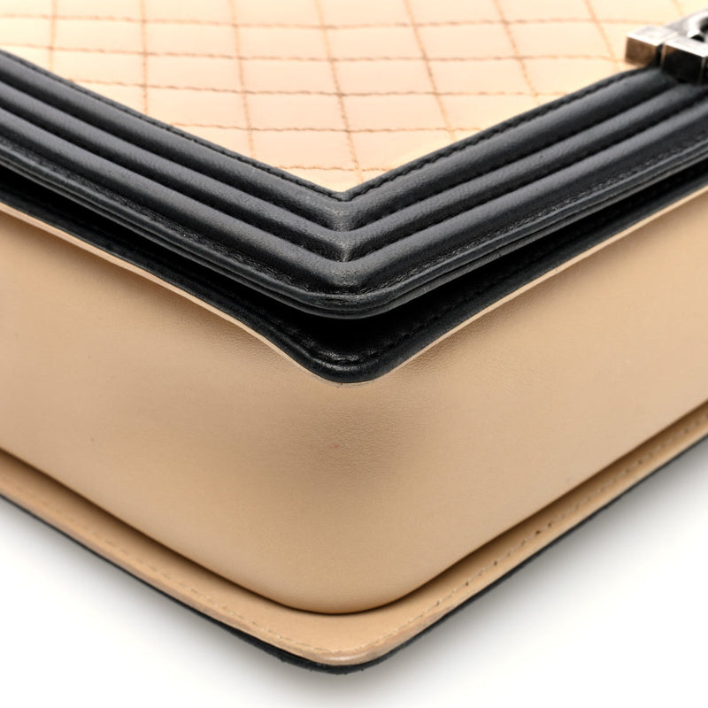 Lambskin Quilted Large Boy Flap Beige