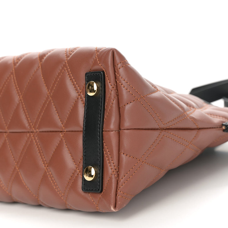 Calfskin Quilted Small Society Tote